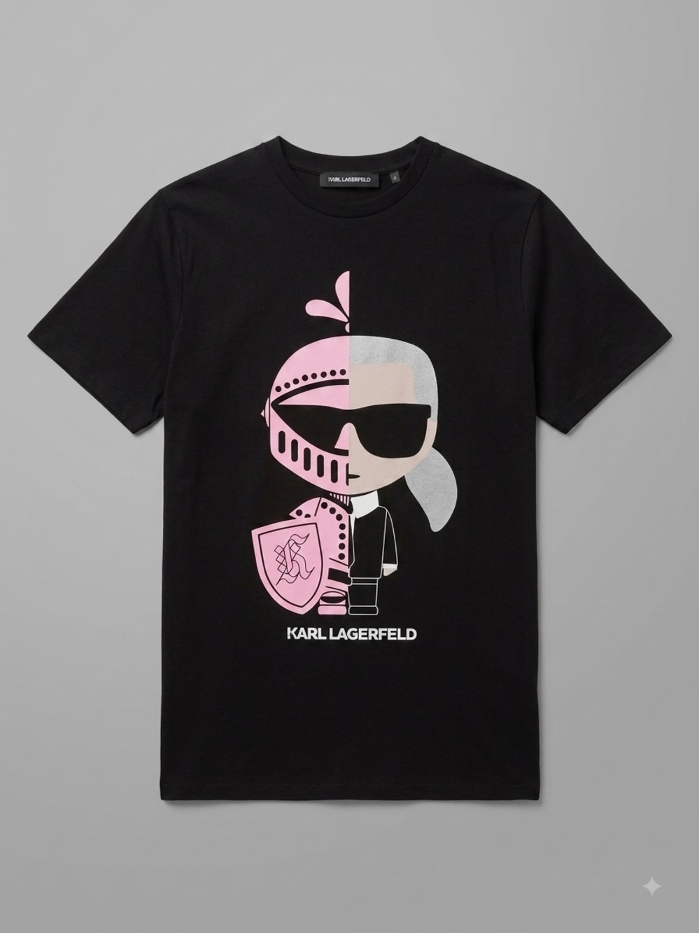 Karl Lagerfeld Black Graphic Tee with Pink Accent